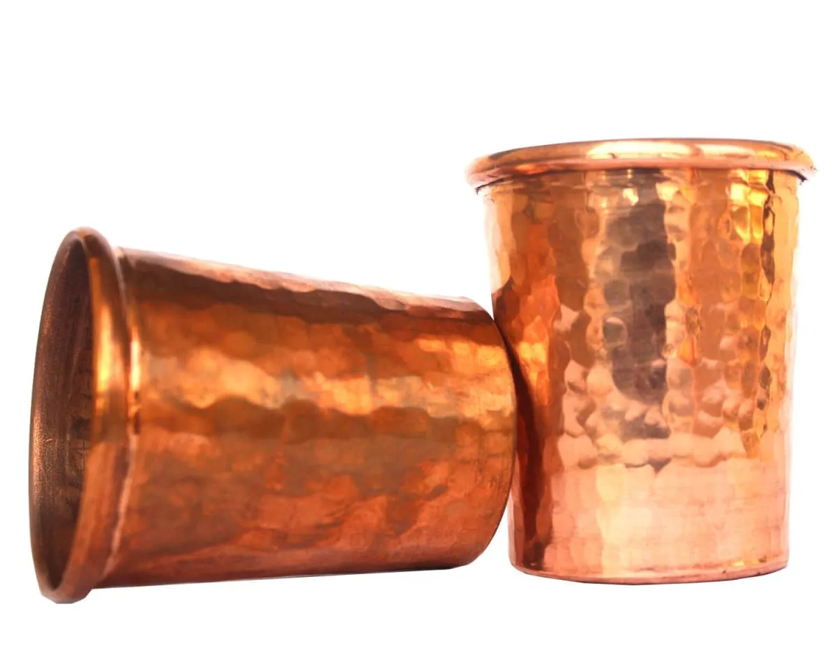 De Kulture  Handmade Pure Solid Copper Shot Glass Cup Tumbler Drinkware, 2.5x 3.0 (DH) Inches, Set of 2, 50 ml